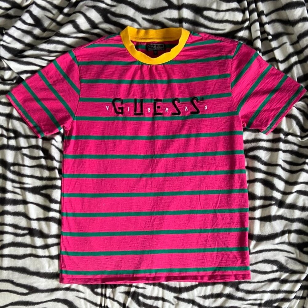 GUESS x J. BALVIN (Size S) Vibras Pink Striped T-Shirt